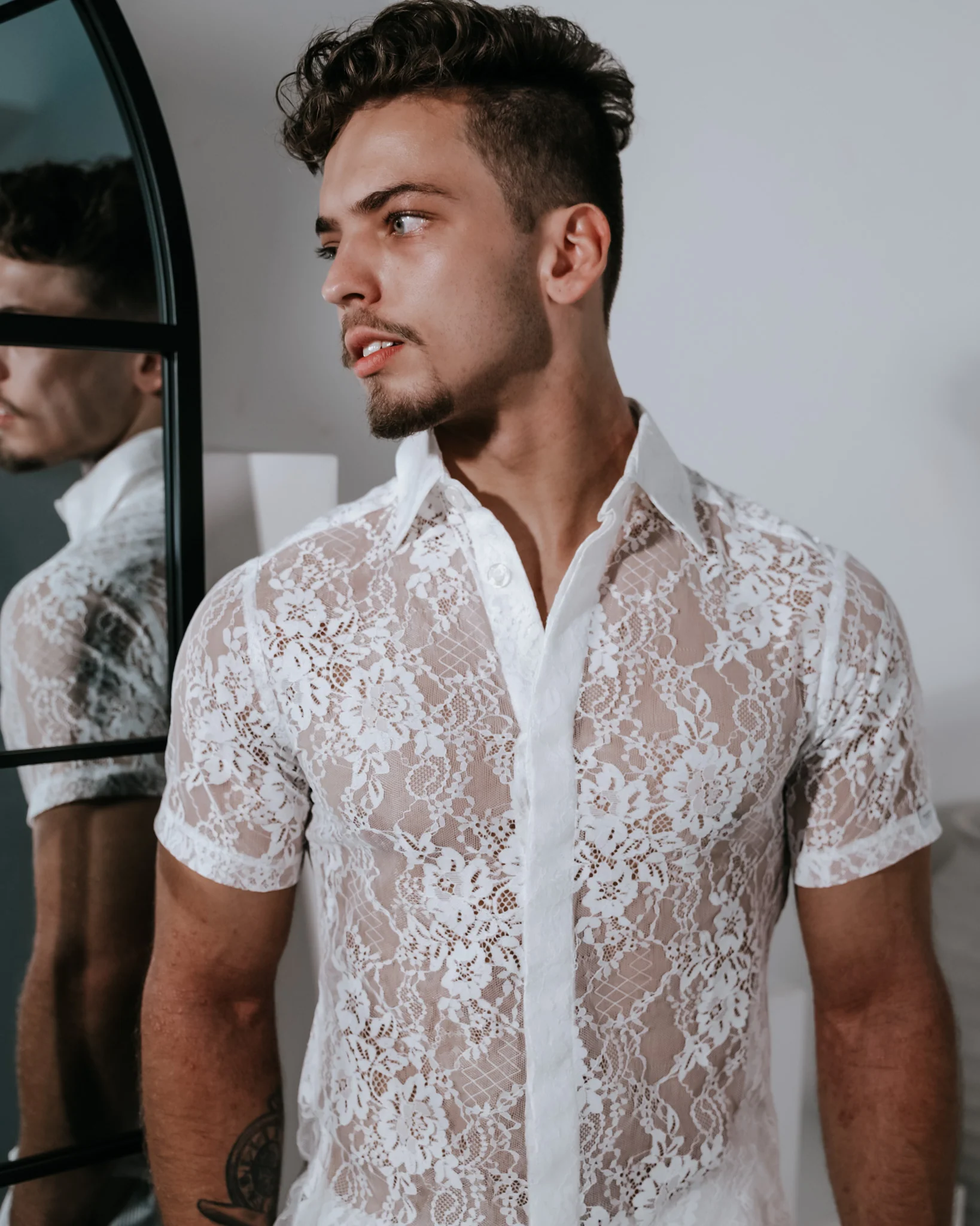 Adorné Lace Shirt - White - Image 3