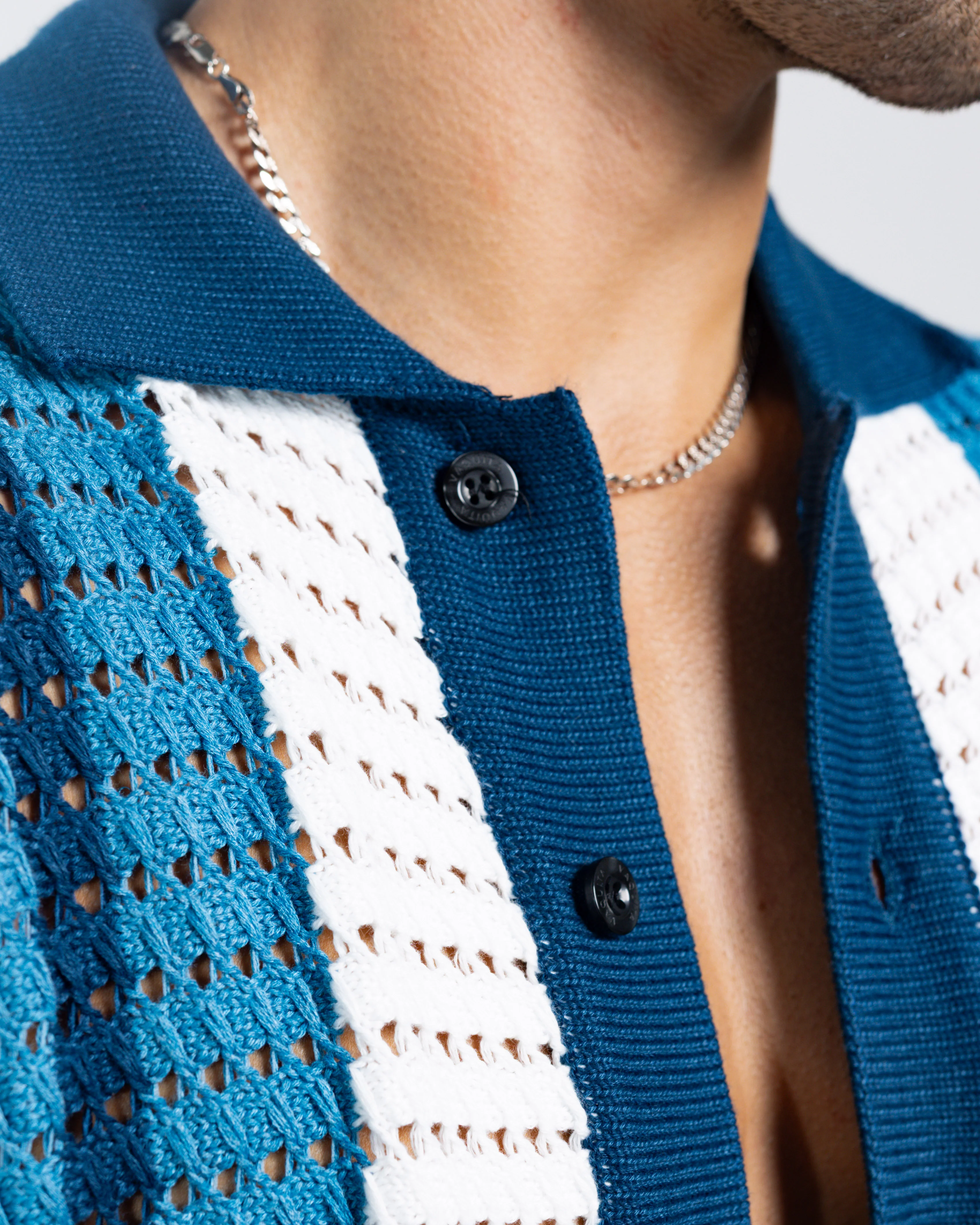 Blue Ombré Crochet Cardigan - Image 3