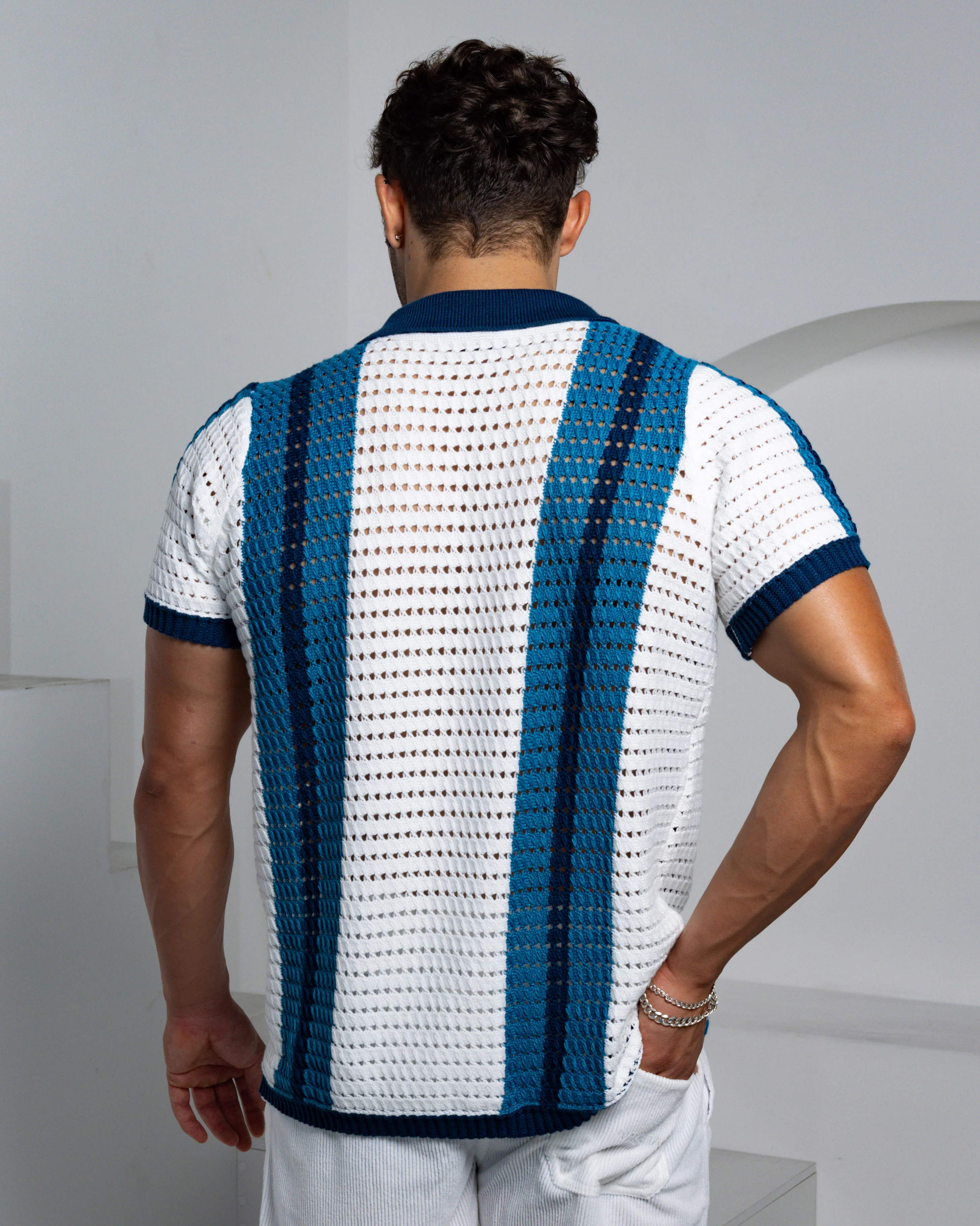 Blue Ombré Crochet Cardigan - Image 5
