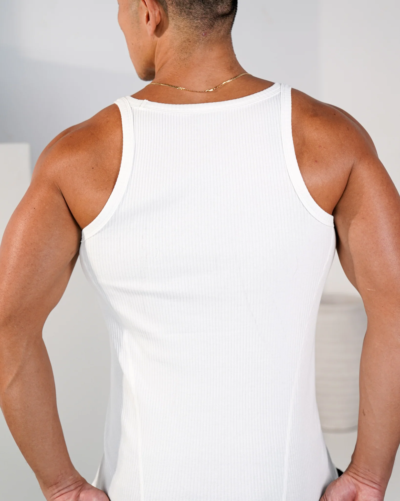 Enduro Heavyweight Ribbed Muscle Tank - White/Gold Plaque - Image 3