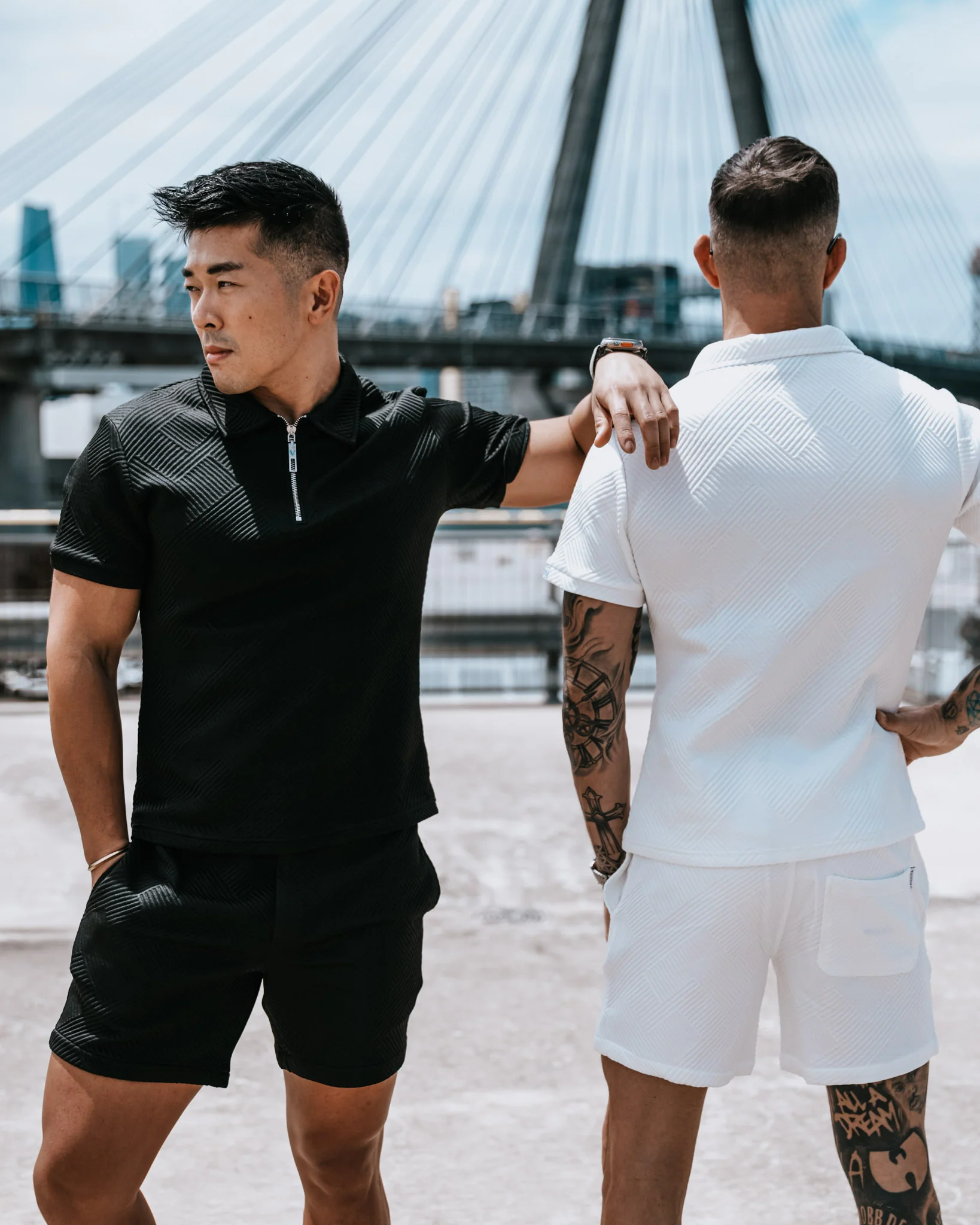 Henly Embossed Polo Shirt - Black - Image 3