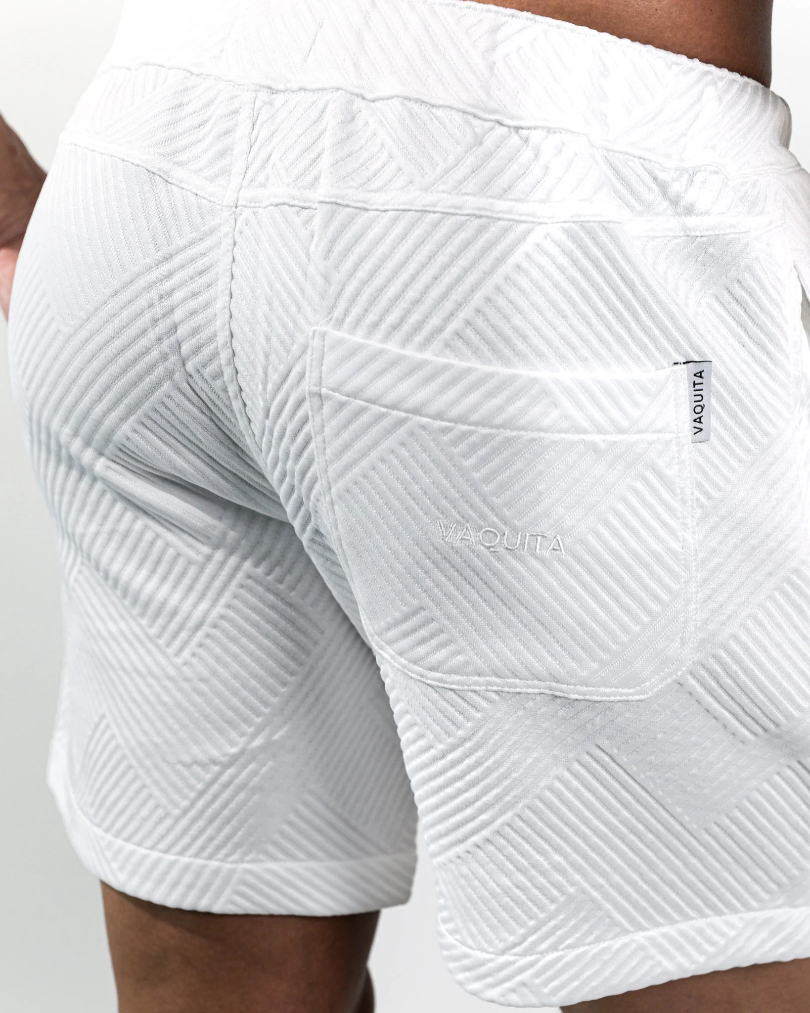 Henly Embossed Shorts 6"- White - Image 6