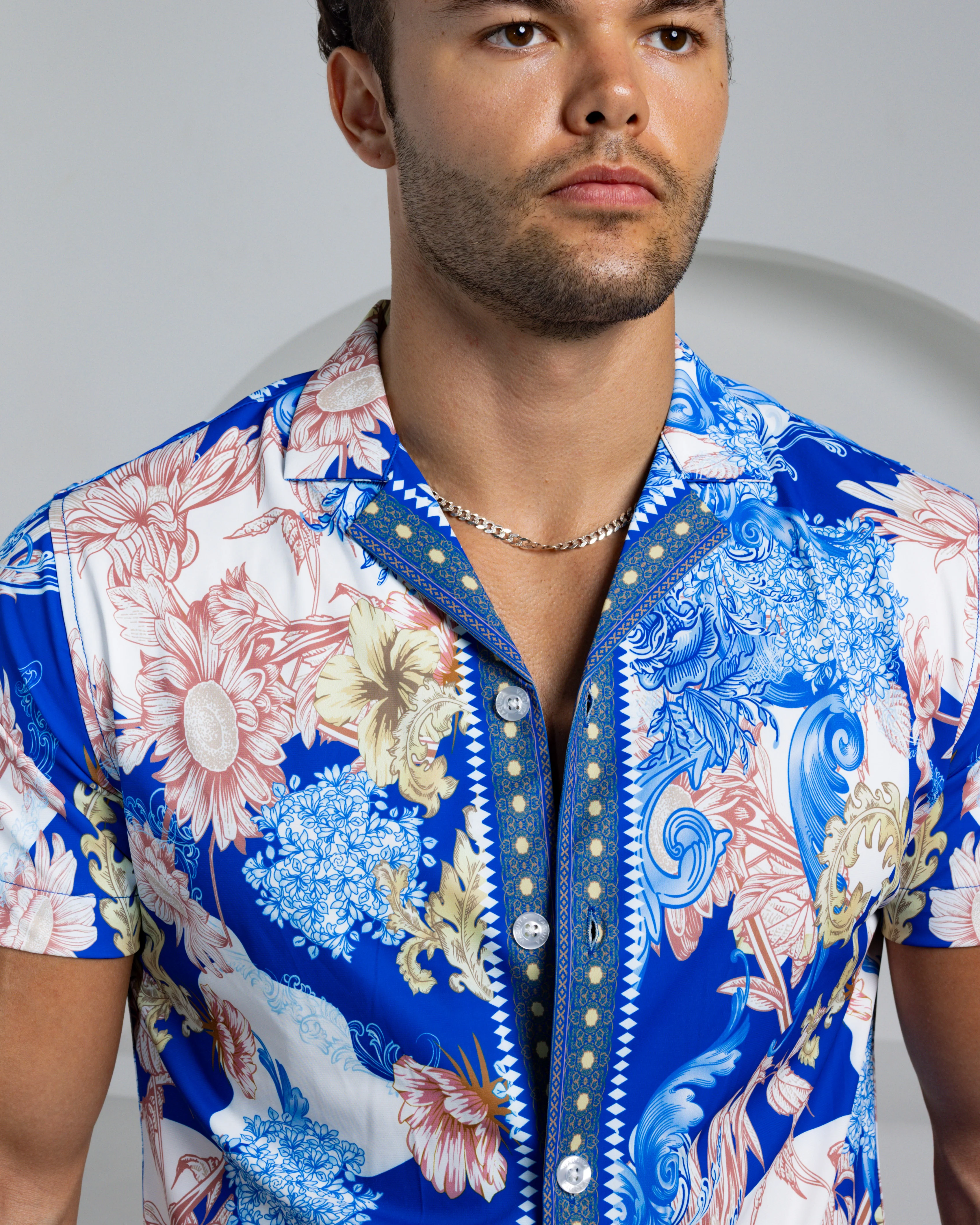 Limited Edition - Men's Ice Silk Shirt - Midnight Botanica - Image 3