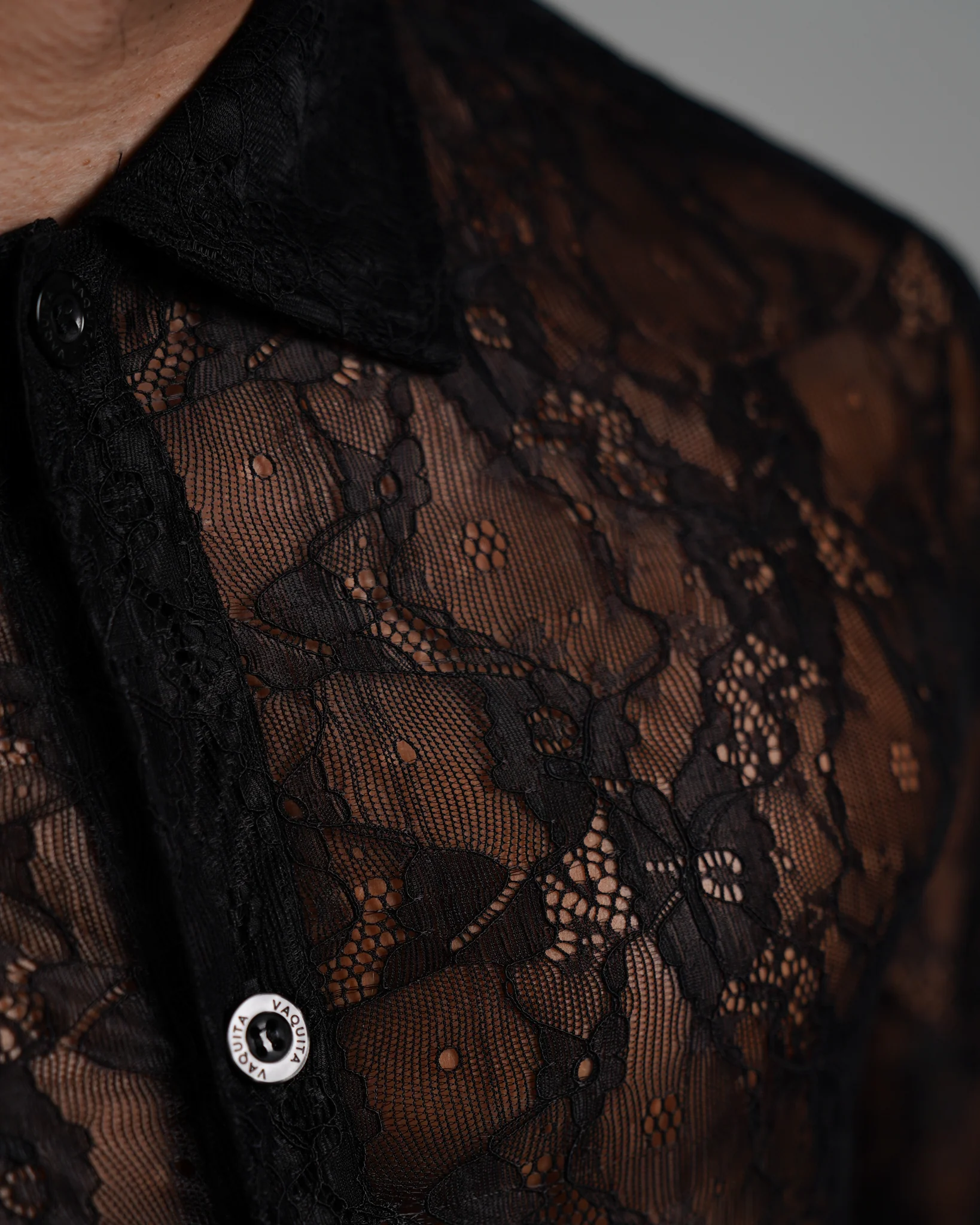 Zion Long Sleeve Ultra-fine Lace Shirt - Black - Image 4