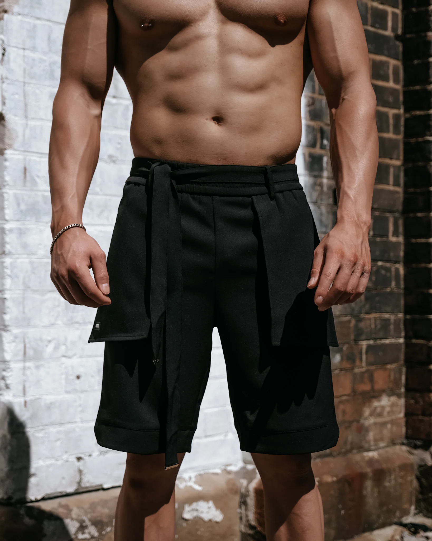 Men’s Tailored Samurai Shorts - Black - Image 3