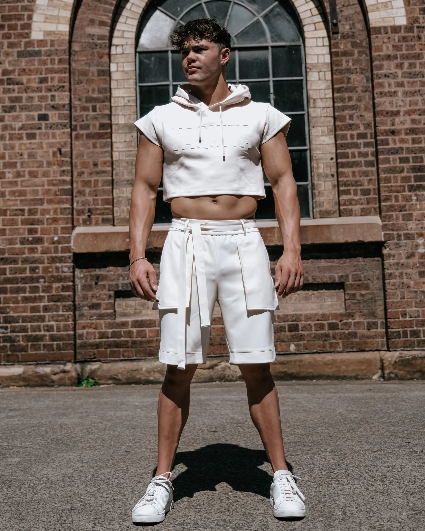 Men’s Tailored Samurai Shorts - Beige - Image 3