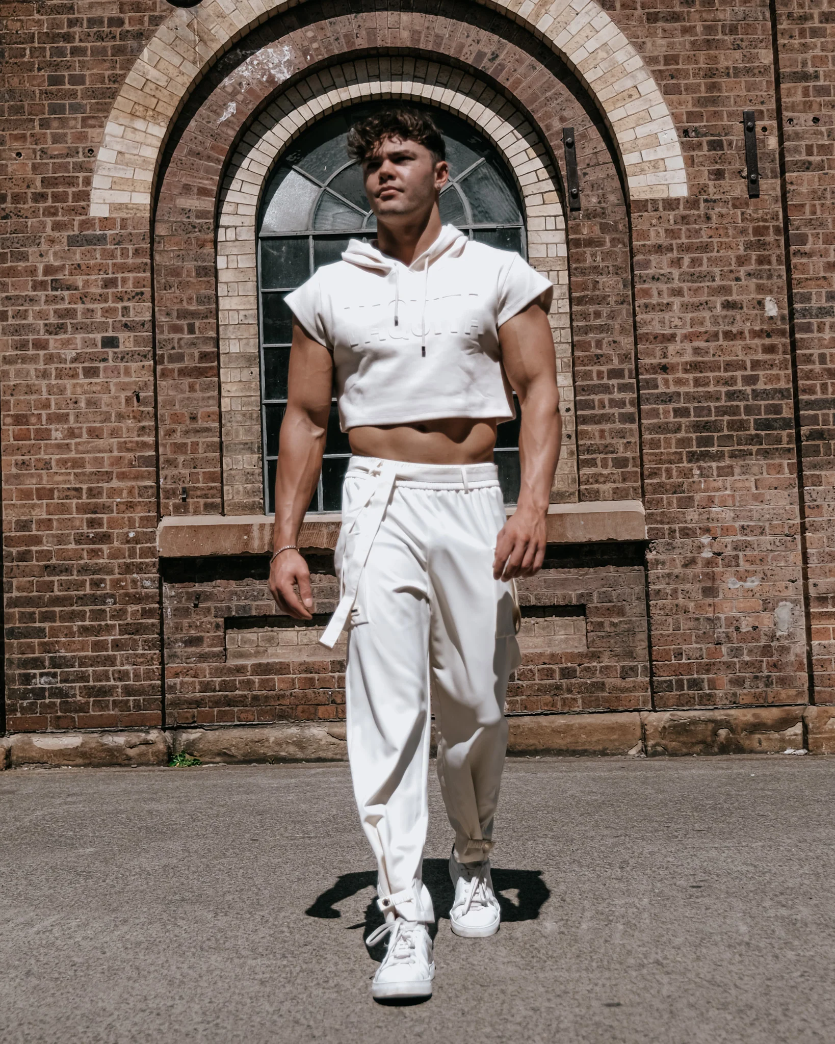 Men’s Tapered Adjustable Samurai Trouser - Beige - Image 3
