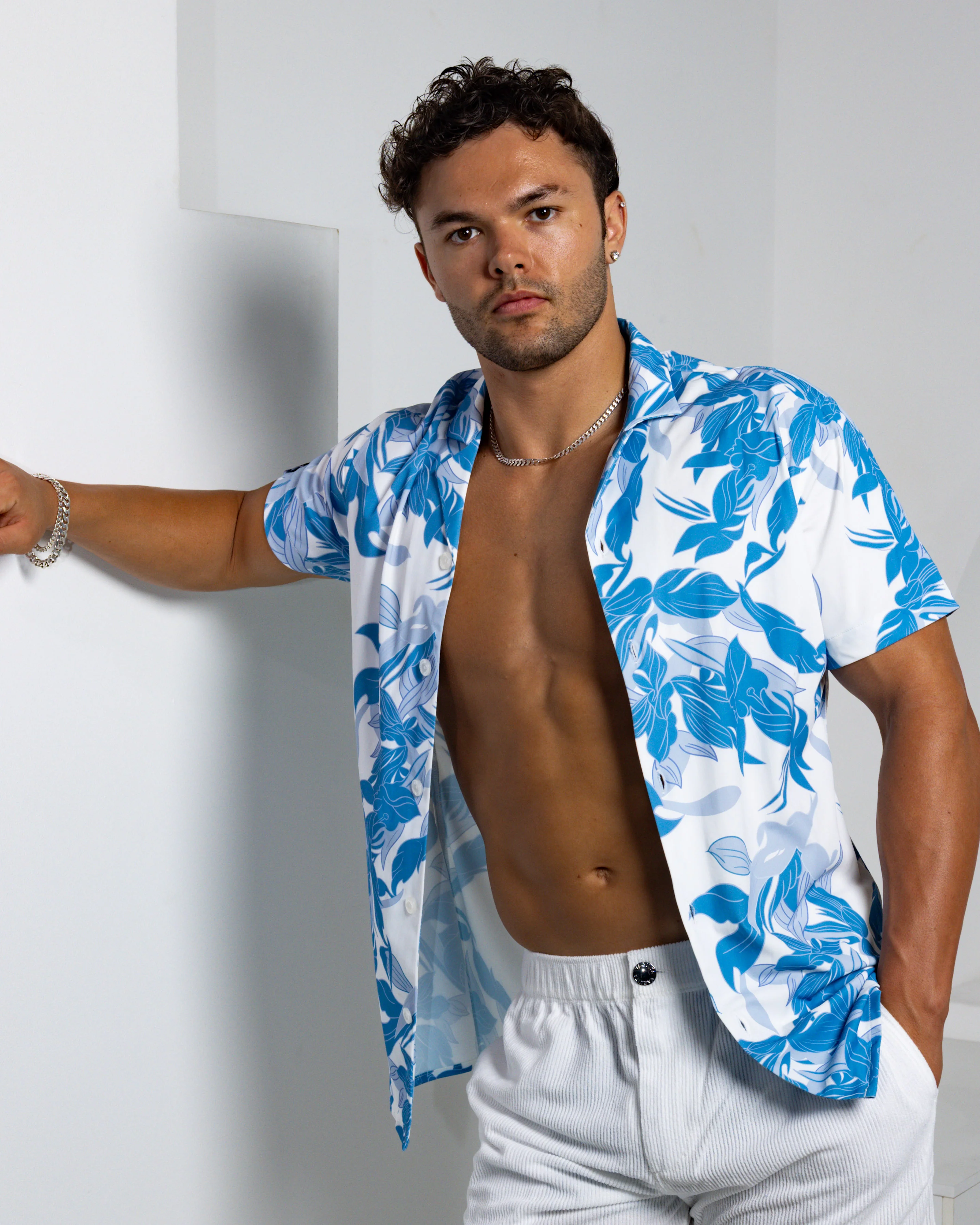 Men's Ice Silk Shirt - Winter Bloom - Image 3