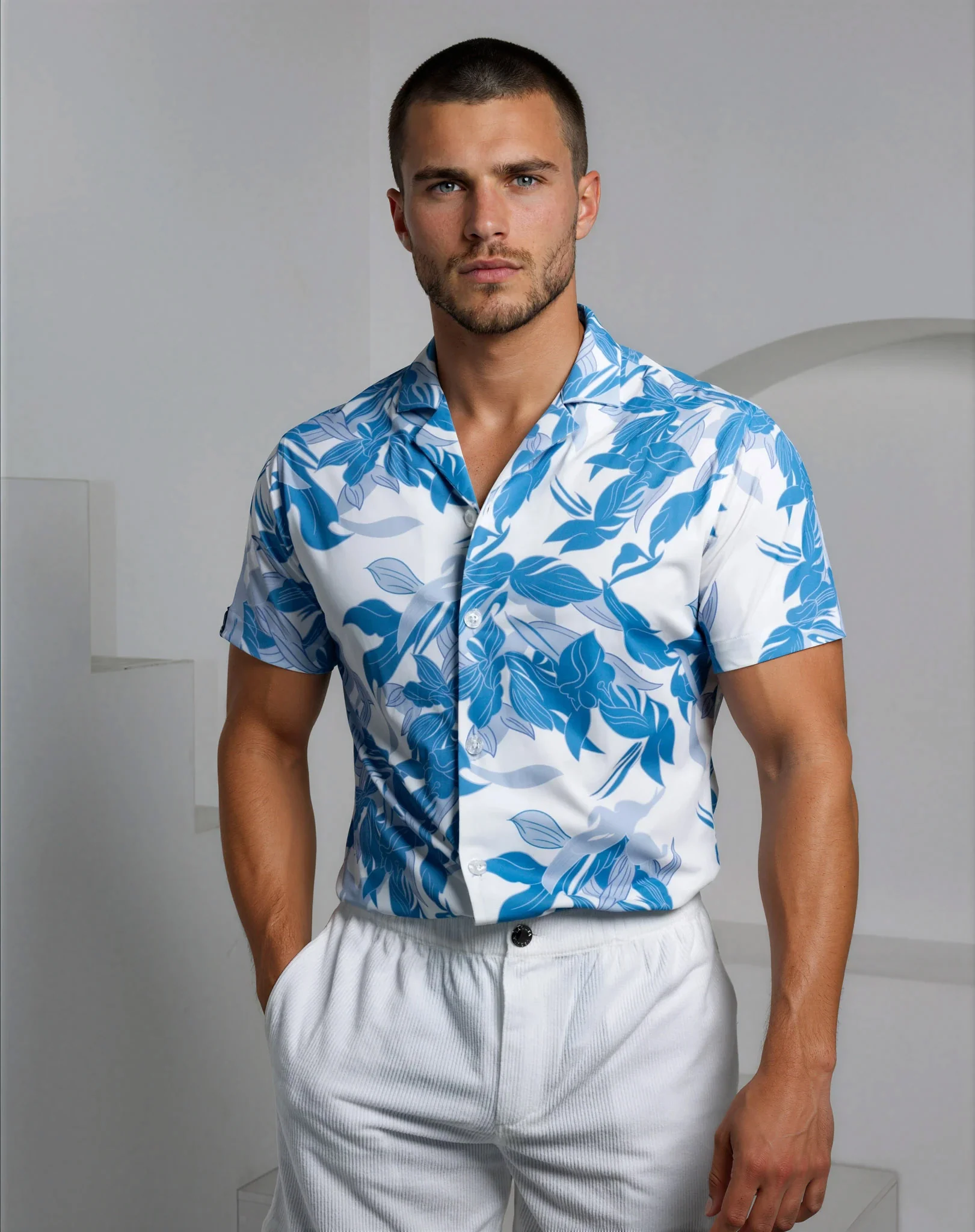 Men's Ice Silk Shirt - Winter Bloom - Image 5
