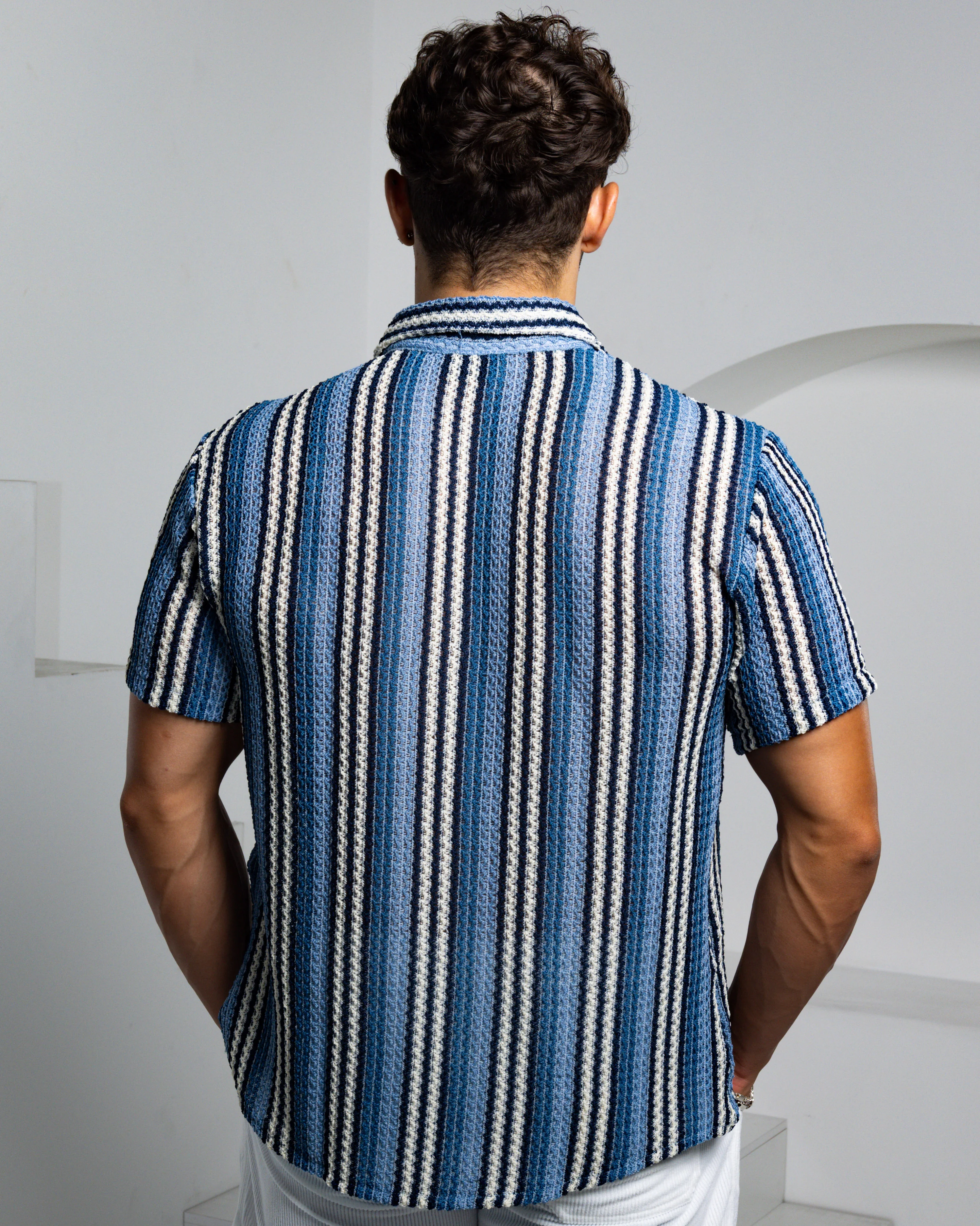 Men's Textured Shirt Classic Fit - Blue Ombrè - Image 3