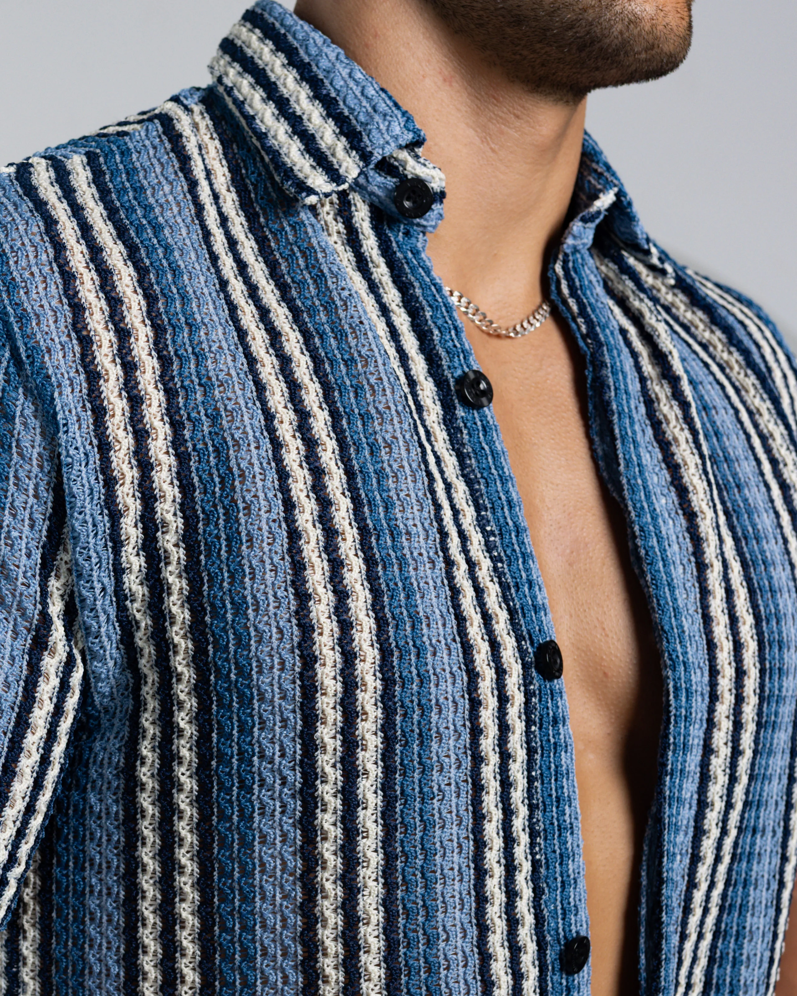 Men's Textured Shirt Classic Fit - Blue Ombrè - Image 4