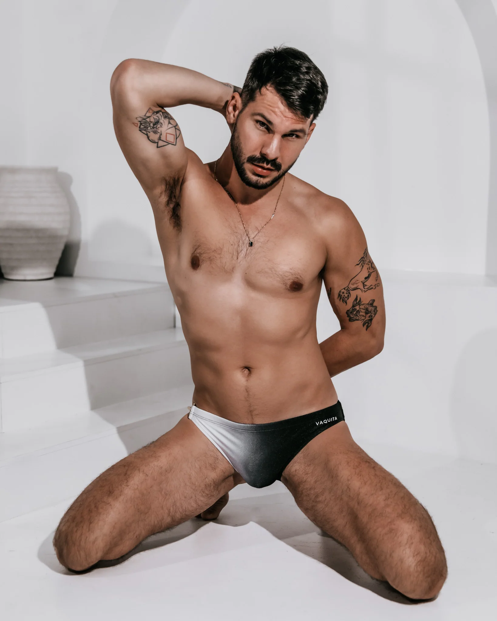 Ryker Swim Brief - Noir Blanc - Gold Clip - Image 3