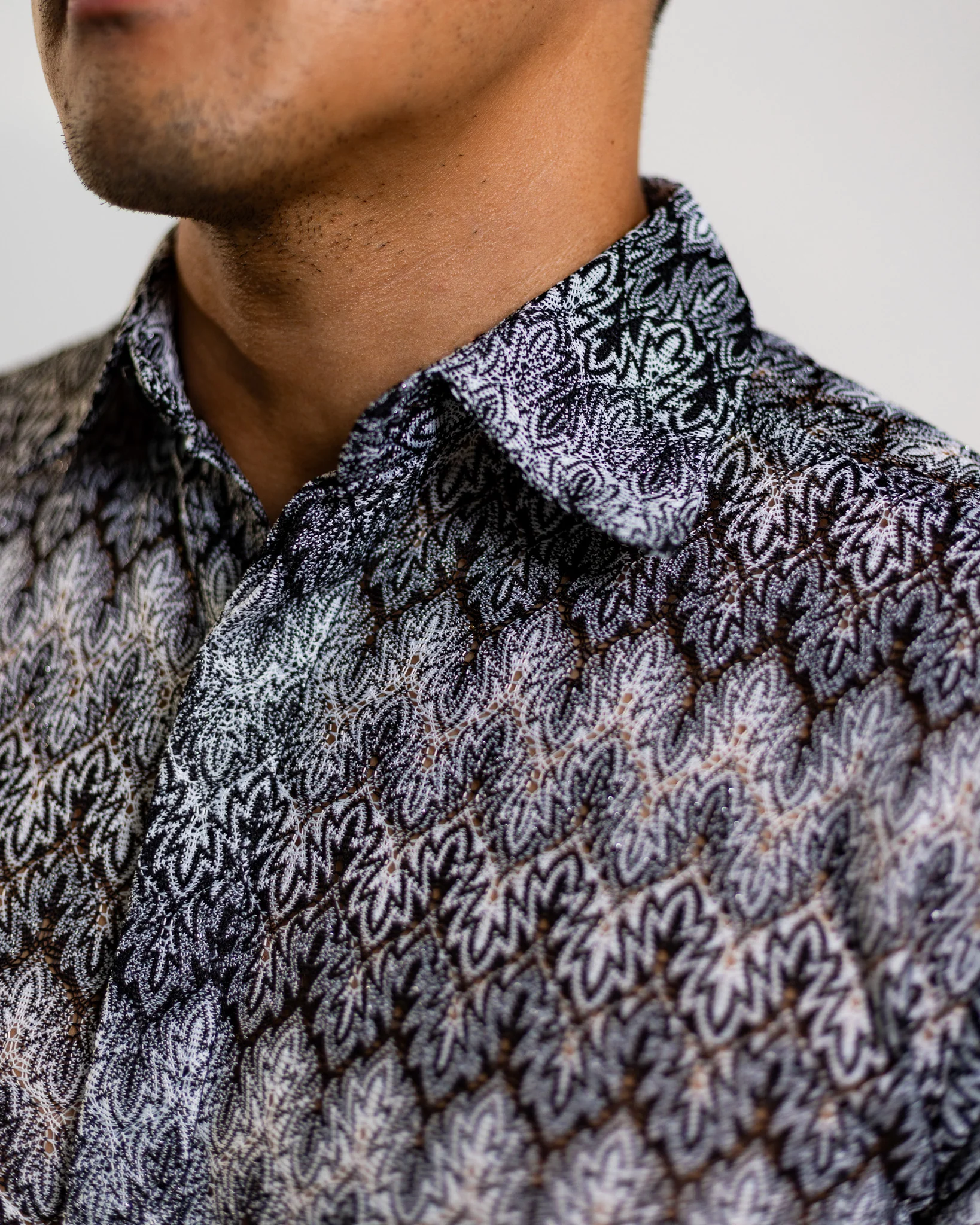 Men's Textured Shirt Classic Fit - Batik Pattern - Image 5