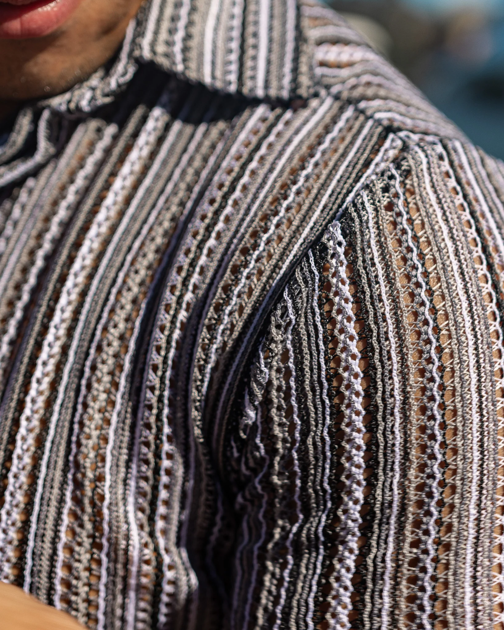 Men's Textured Shirt Classic Fit - Black/Grey Stripes - Image 4