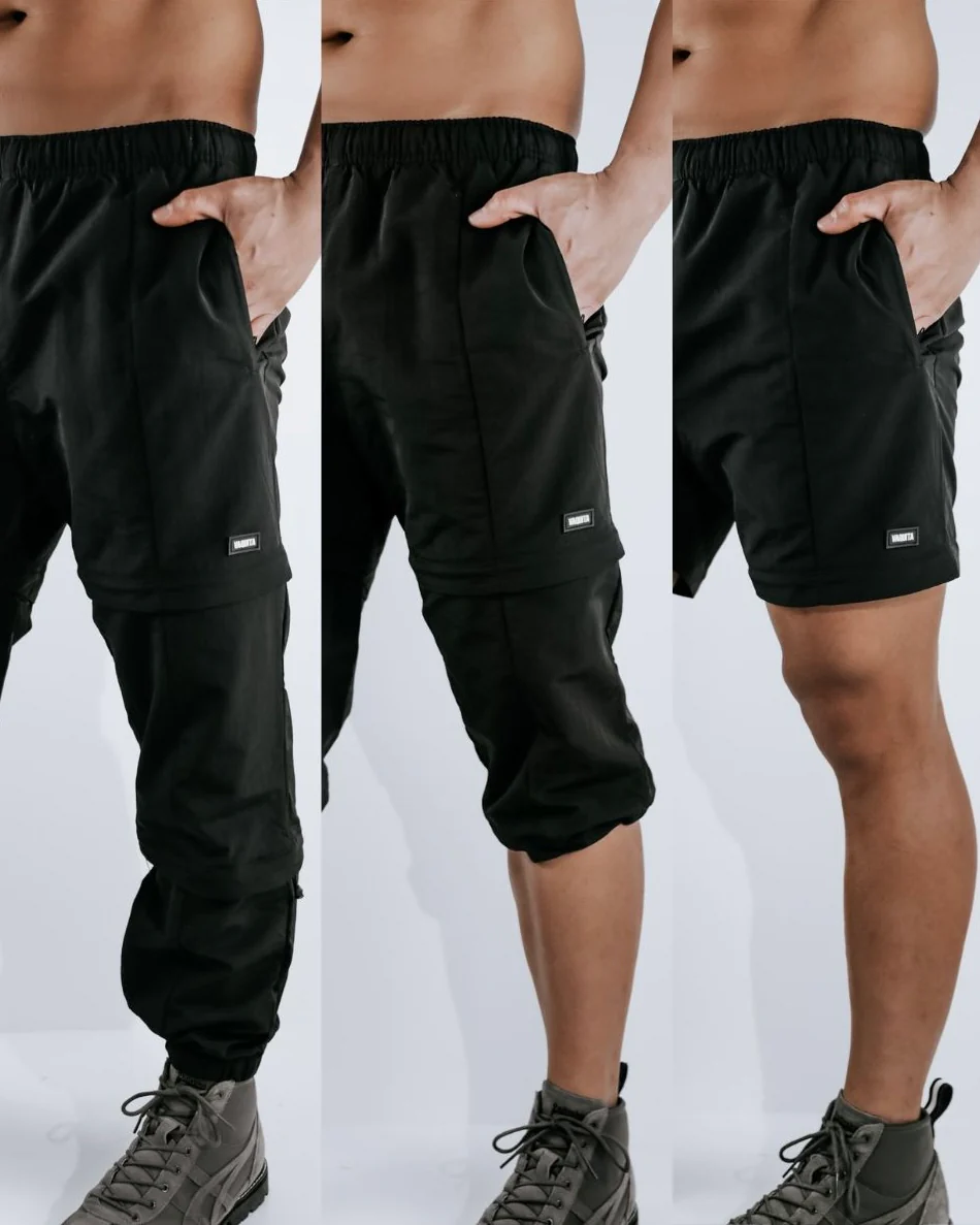 Tiered Parachute Cargo Pants - Black - Image 3