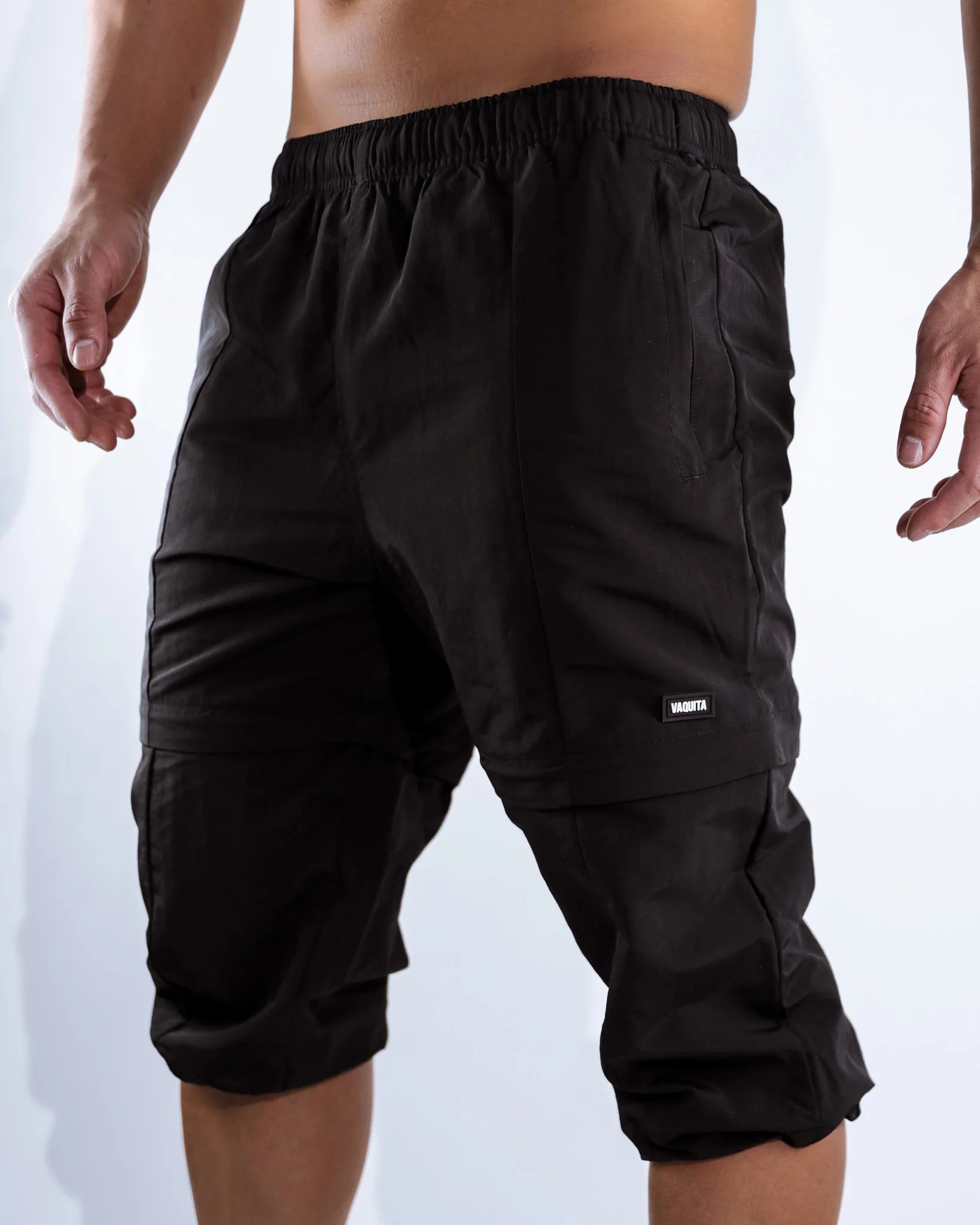Tiered Parachute Cargo Pants - Black - Image 7