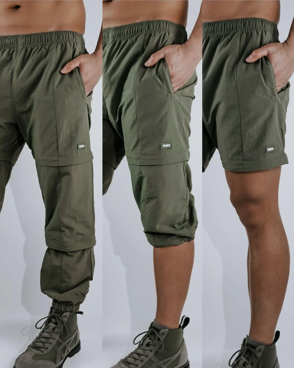 Tiered Parachute Cargo Pants - Army Green - Image 3