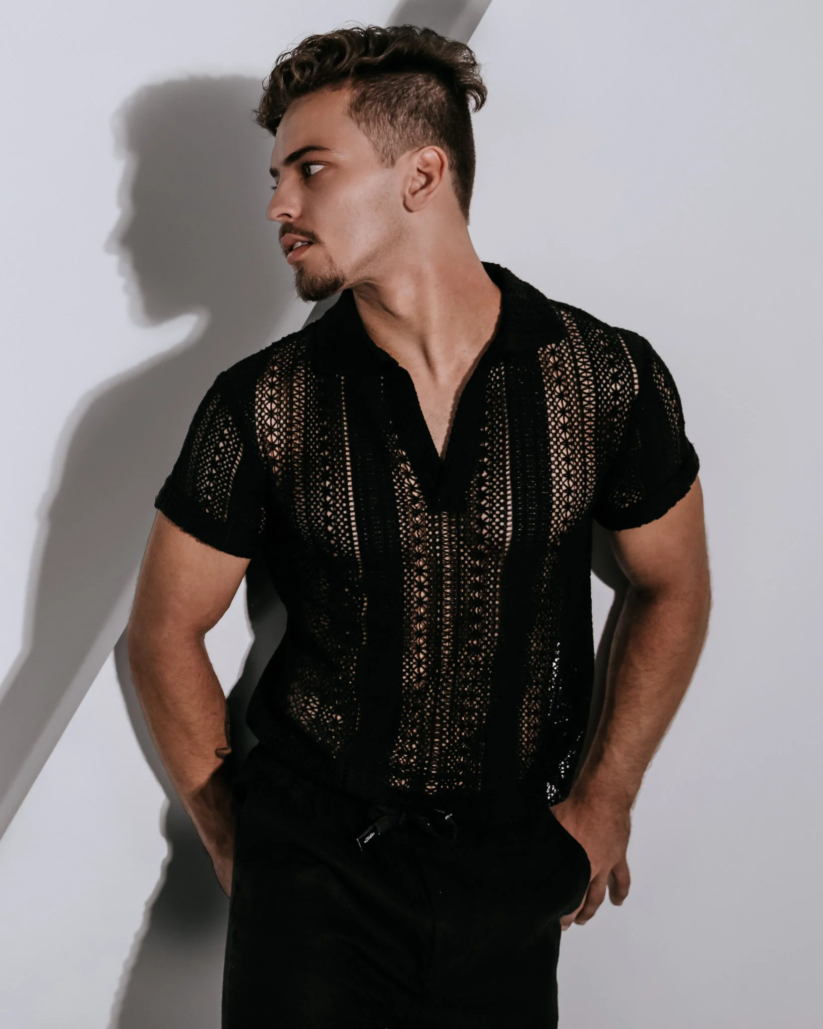 Voyadé 100% Cotton Lace Shirt - Black - Image 3