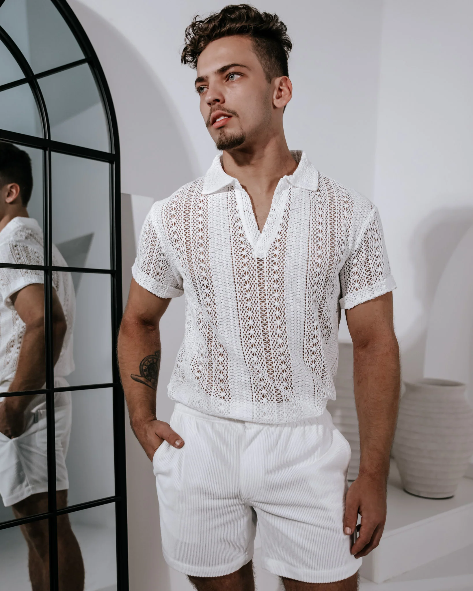 Voyadé 100% Cotton Lace Shirt - White - Image 3