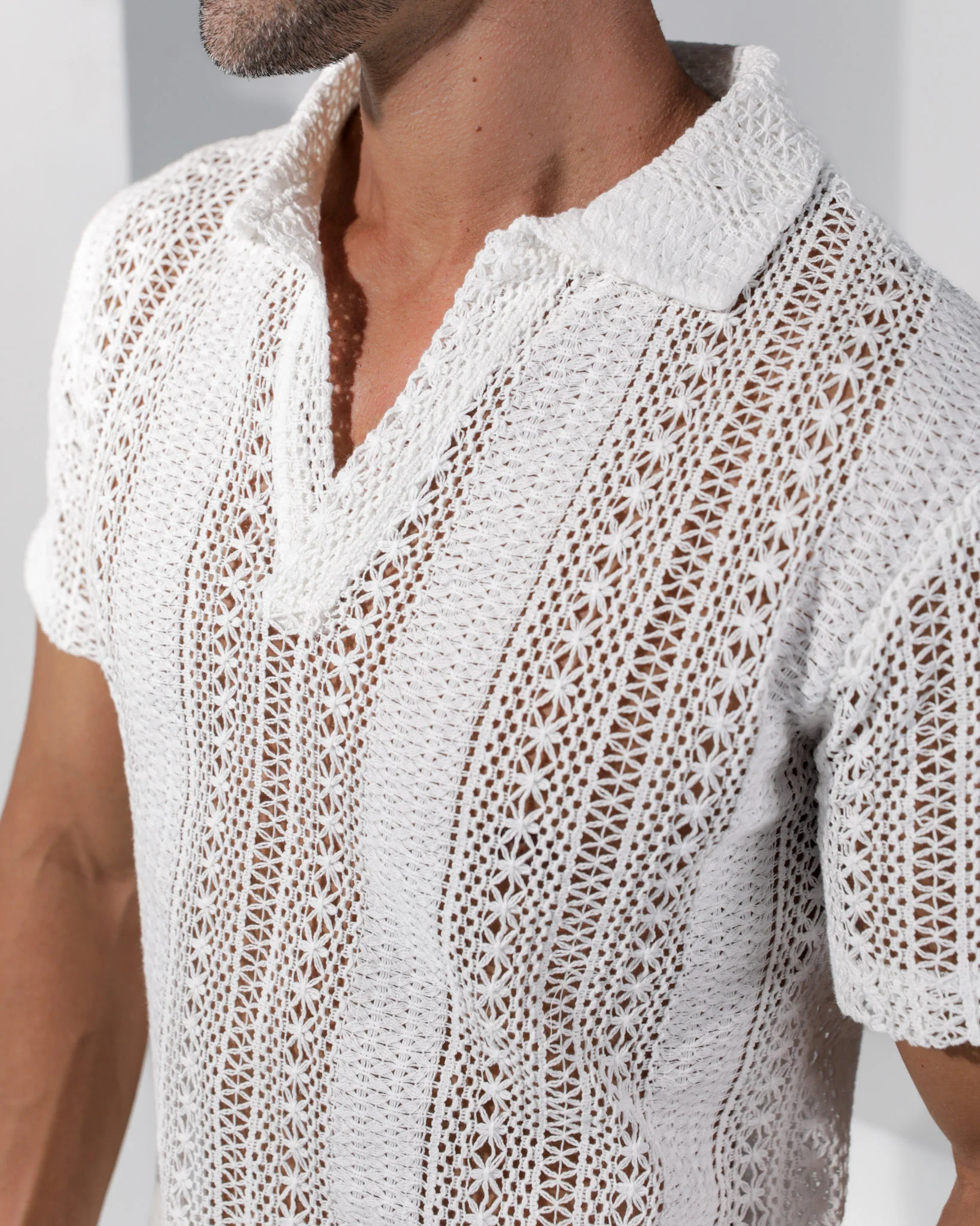 Voyadé 100% Cotton Lace Shirt - White - Image 4