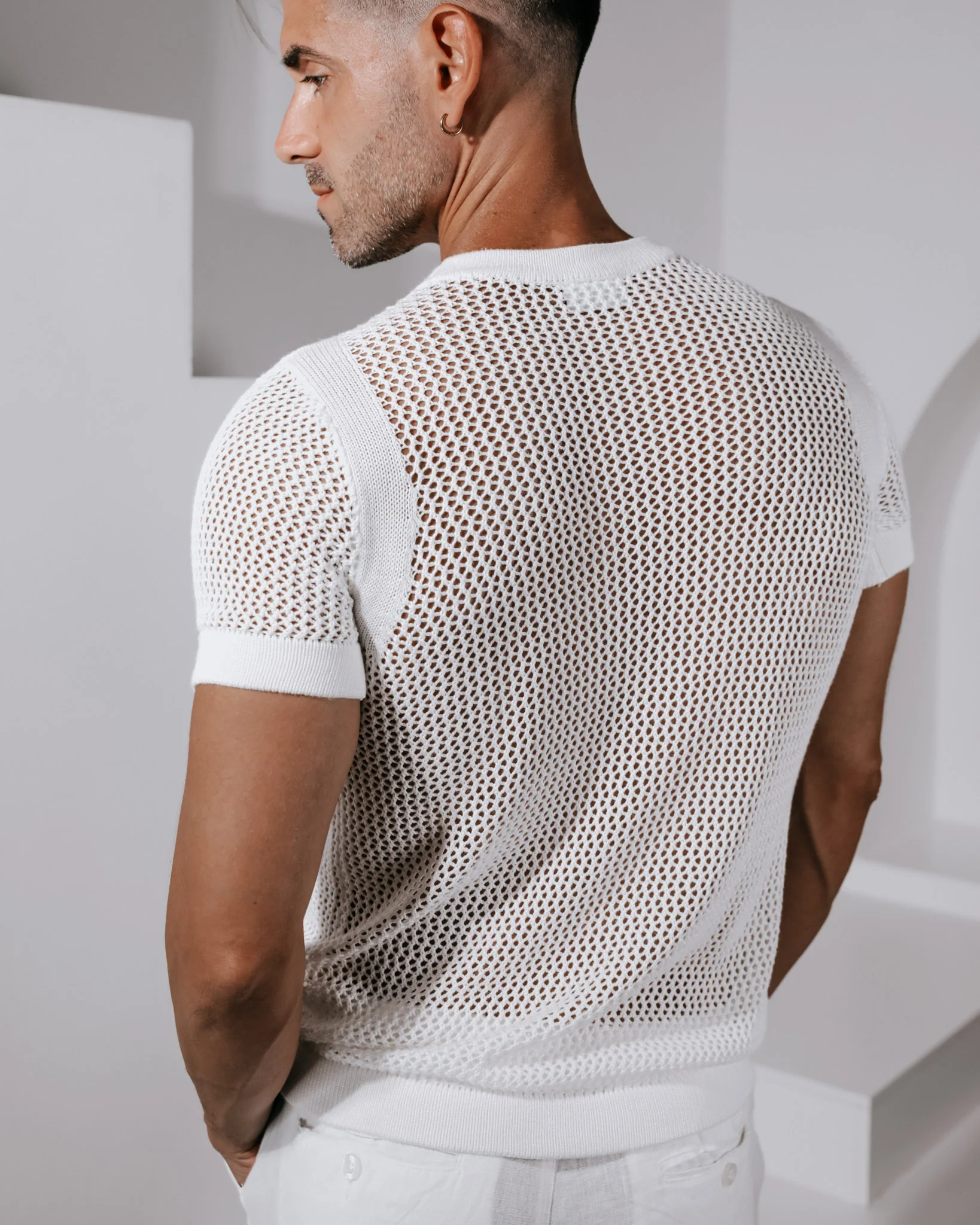 Wylder Crochet Crew-Neck Shirt- White - Image 4