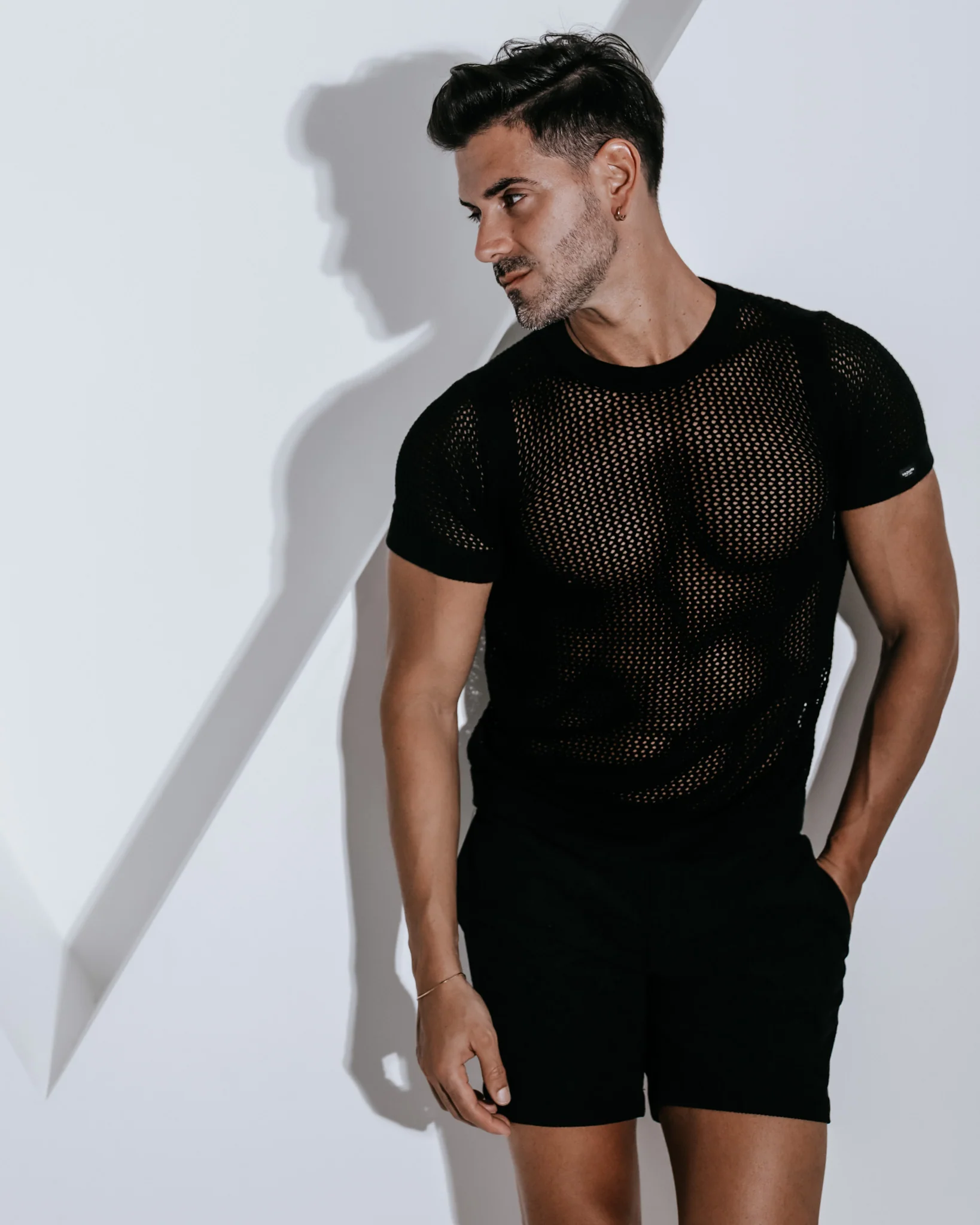 Wylder Crochet Crew-Neck Shirt- Black - Image 4