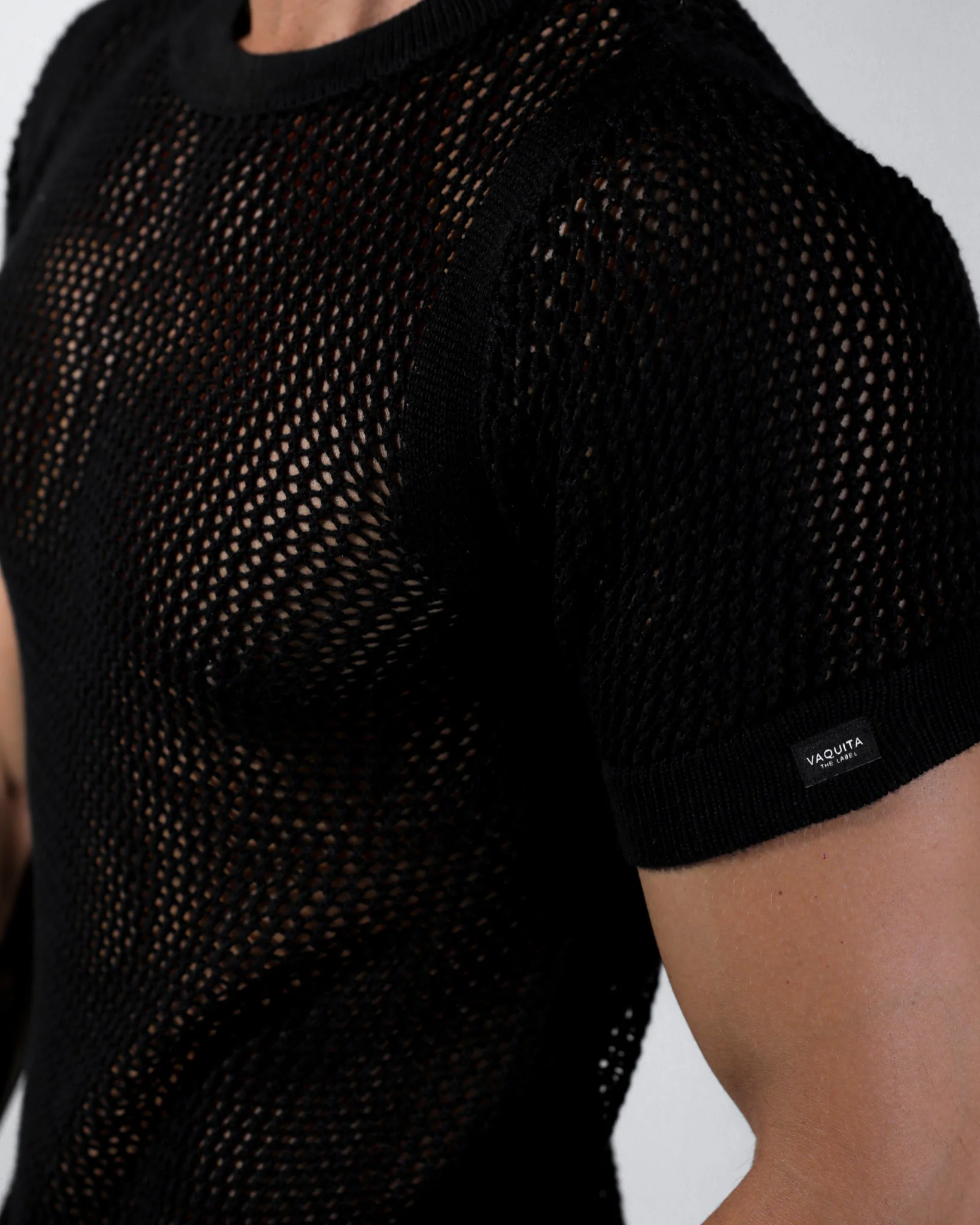 Wylder Crochet Crew-Neck Shirt- Black - Image 6
