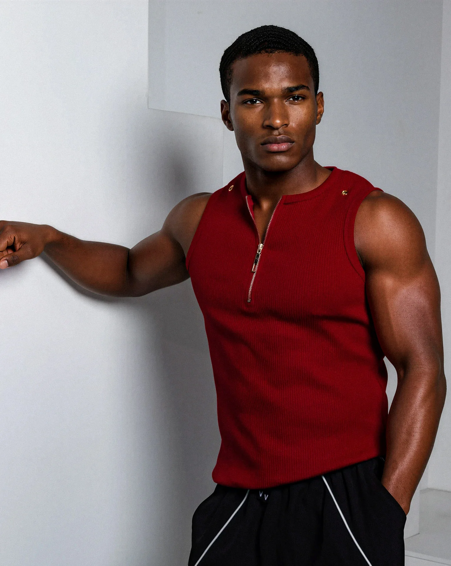 Neo-Urban Zipper Muscle Tank - Merlot - Image 5