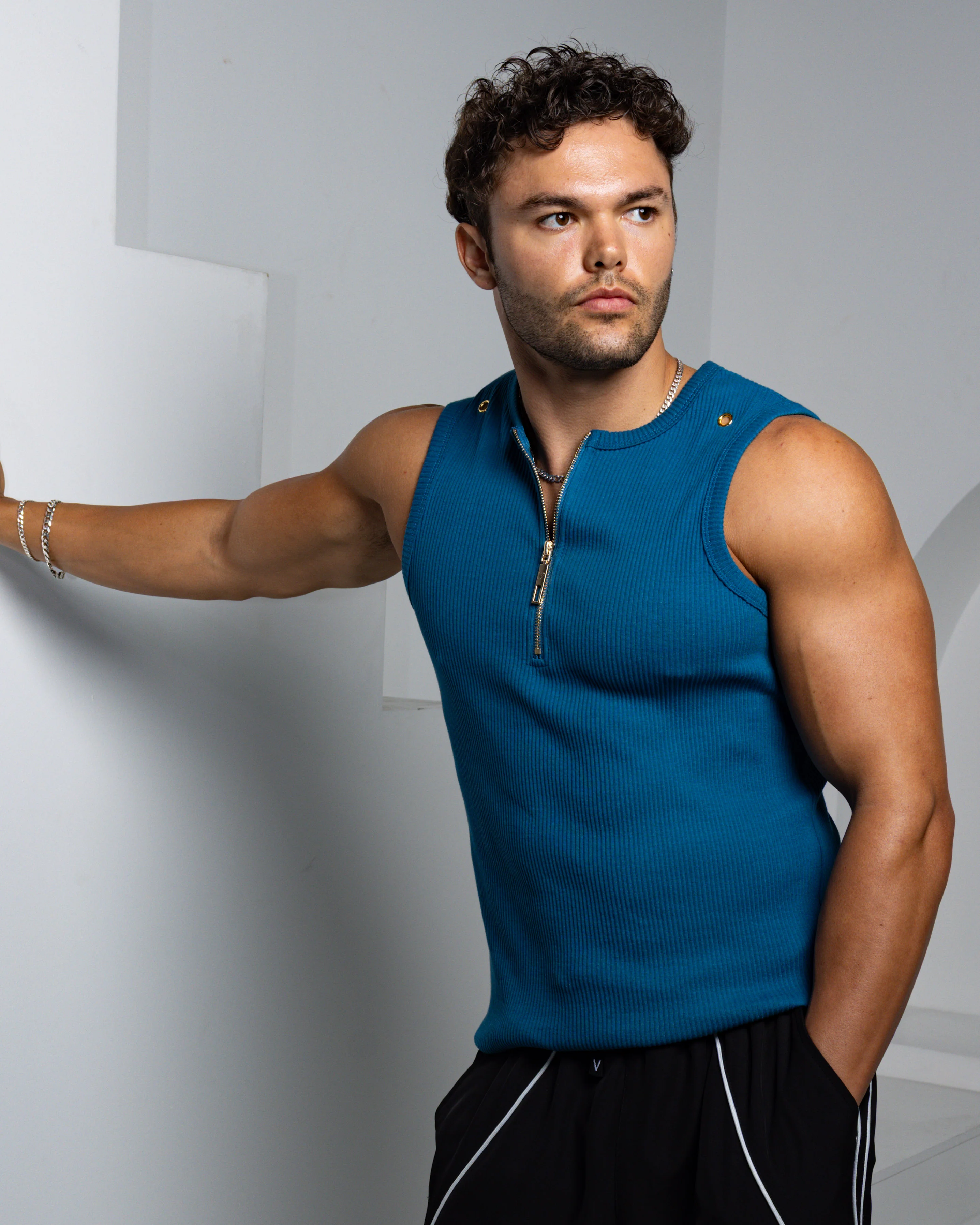 Neo-Urban Zipper Muscle Tank - Sapphire - Image 2